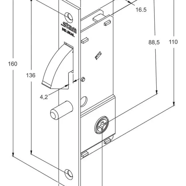 Fechadura Externa Porta de Correr Tetra 1940 Stam - VIRTUSLOCK